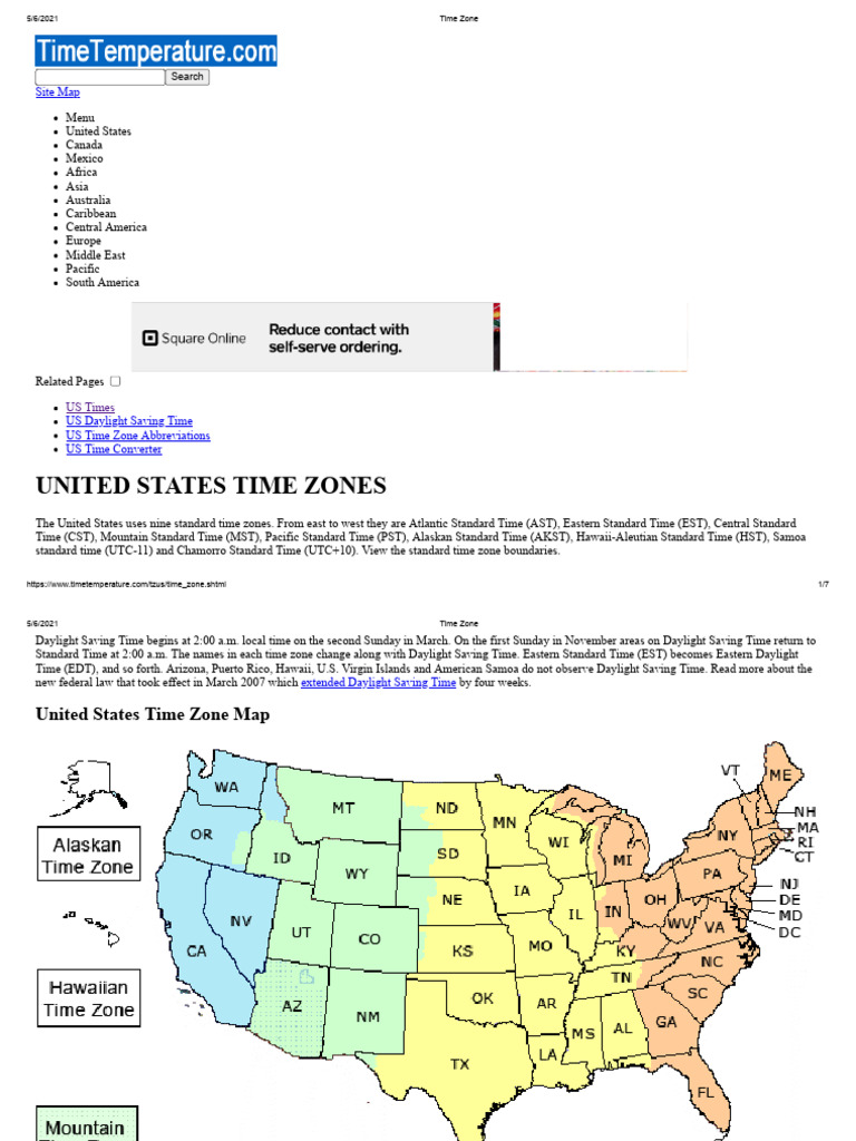 Time Zone | PDF