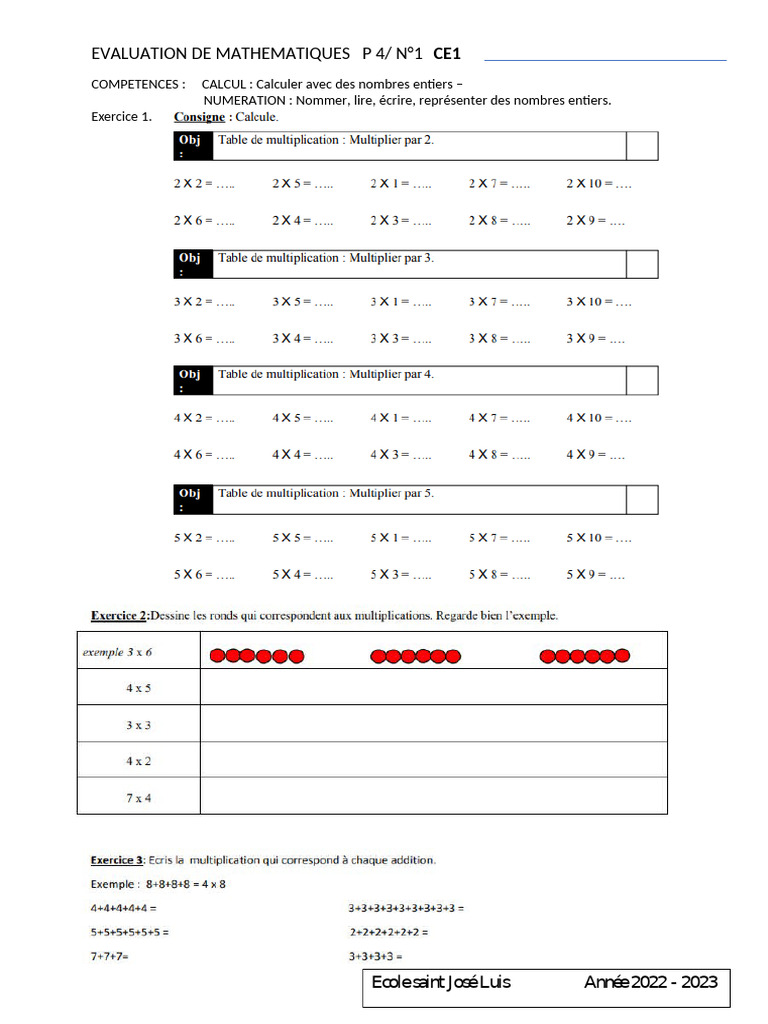 Eval Maths Calcul p4 n1 Ce1 | PDF