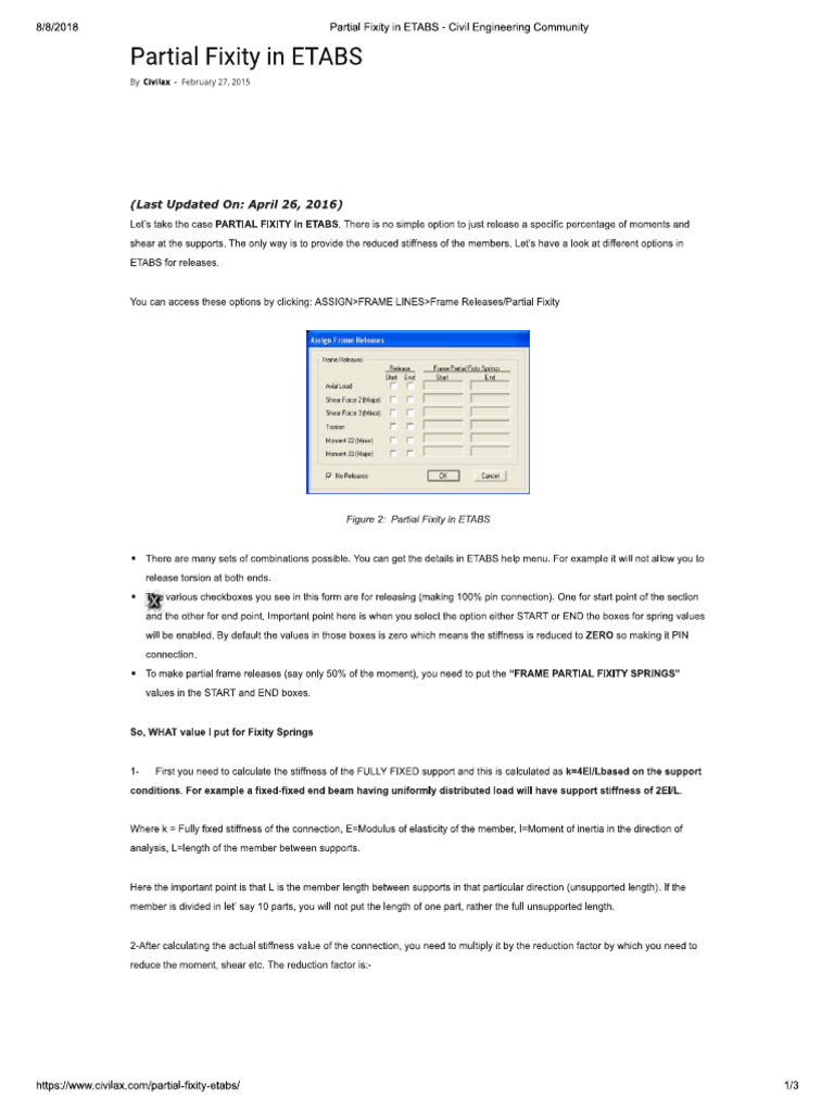 Partial Fixity in ETABS - Civil Engineering Community | PDF