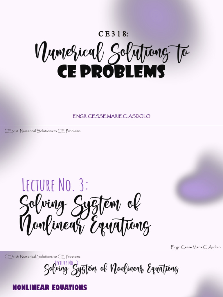 CE318 Solving Systems of Nonlinear Equations (Updated) | PDF