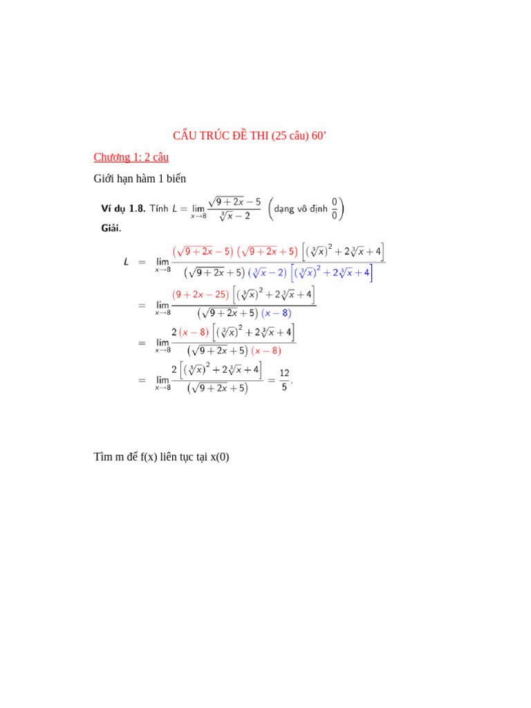Cấu Trúc Đề Thi Toán Cc c1 | PDF