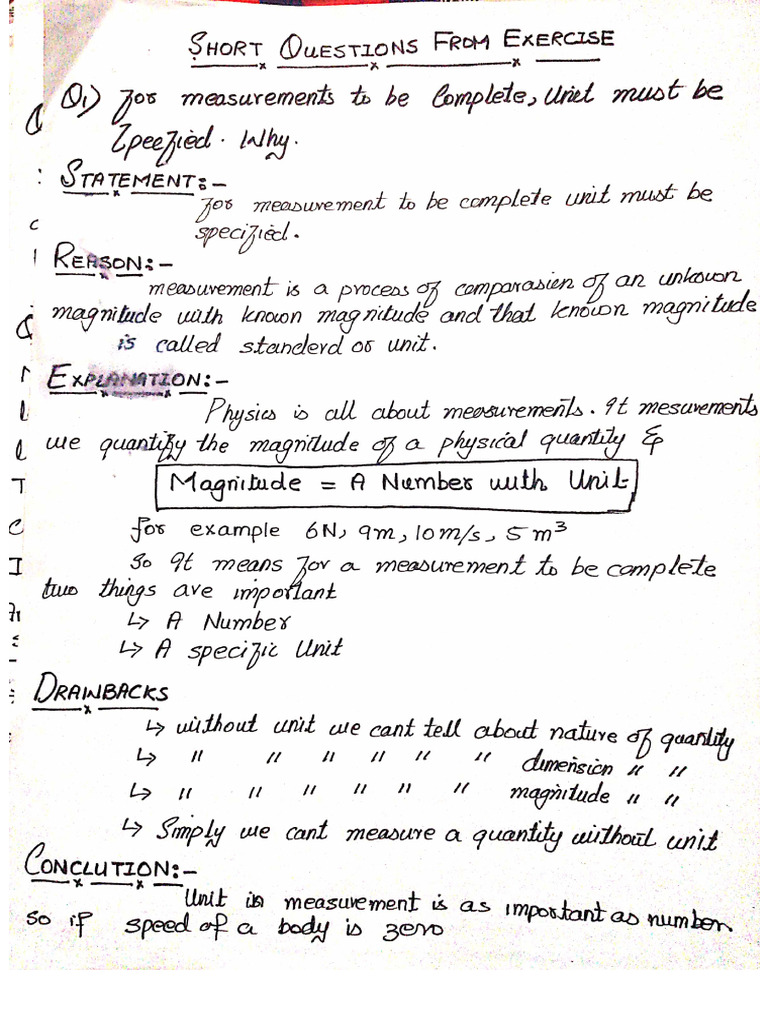 1st Year Chapter 1 Measurements | PDF