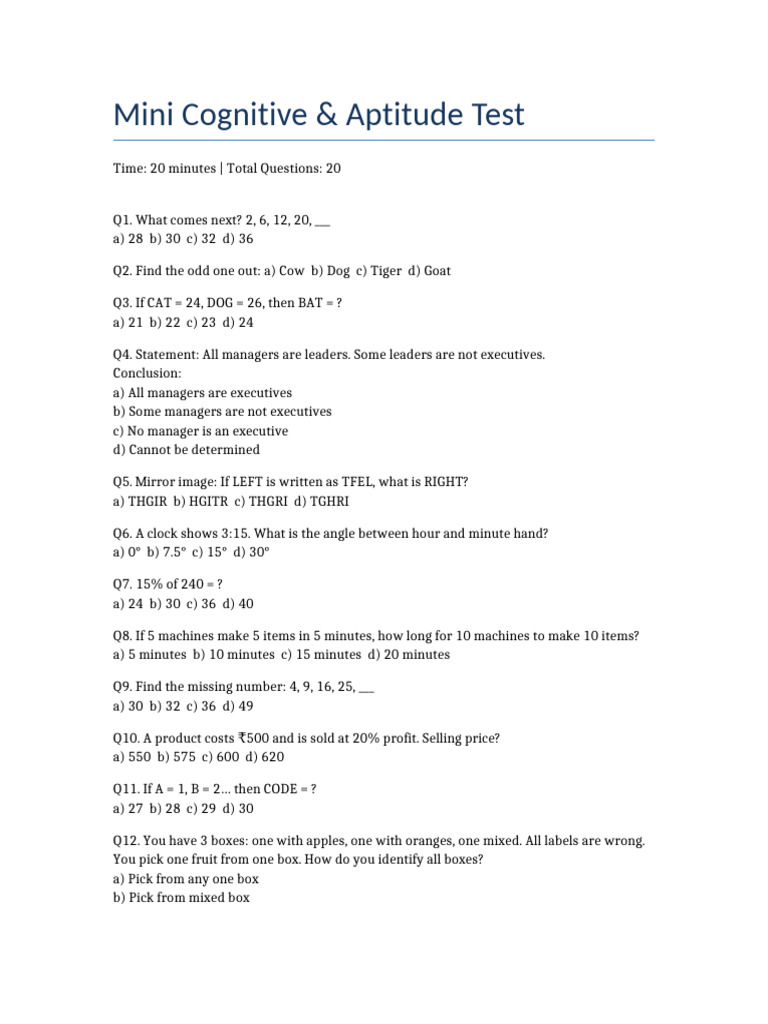 Aptitude Test | PDF