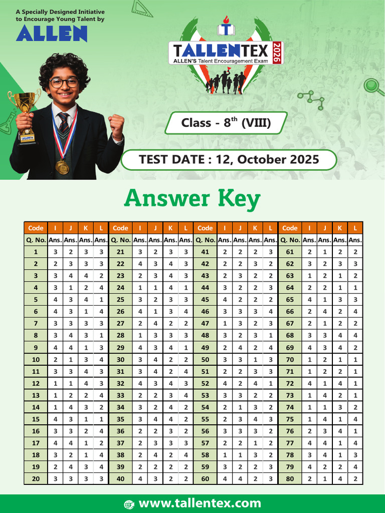 Class 8 AnswerKey | PDF
