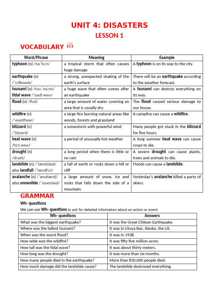 B I Dư NG Ta Smart World 8 Unit 4.disasters | PDF | Tsunami | Natural ...