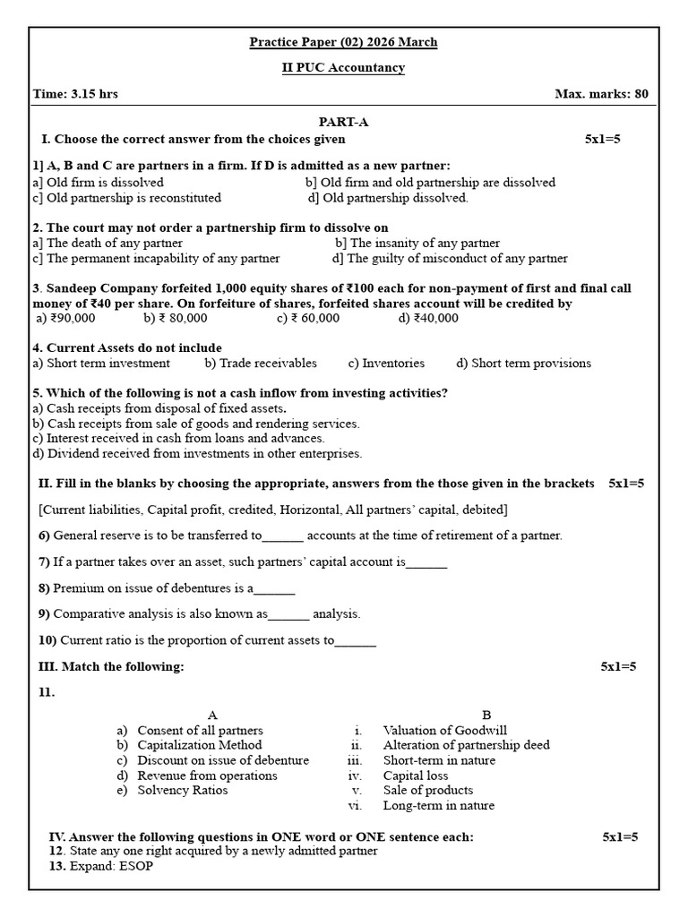 Acc Practice Paper 02 | PDF