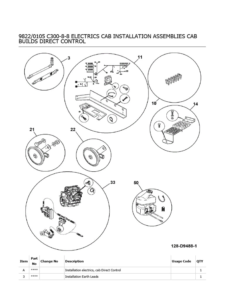 9822 - 0105 C300-8-8 Electrics Cab Installation Assemblies Cab Builds ...
