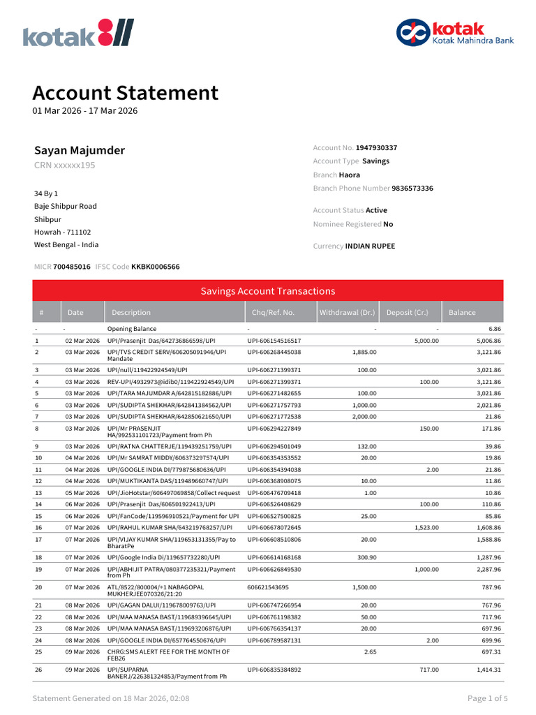 AccountStatement 01 Mar 2026 17 Mar 2026 | PDF