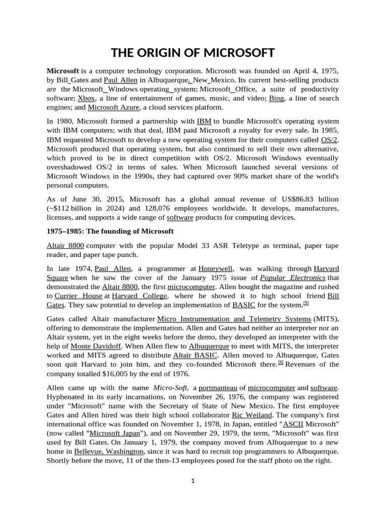 The Origin of Microsoft | PDF