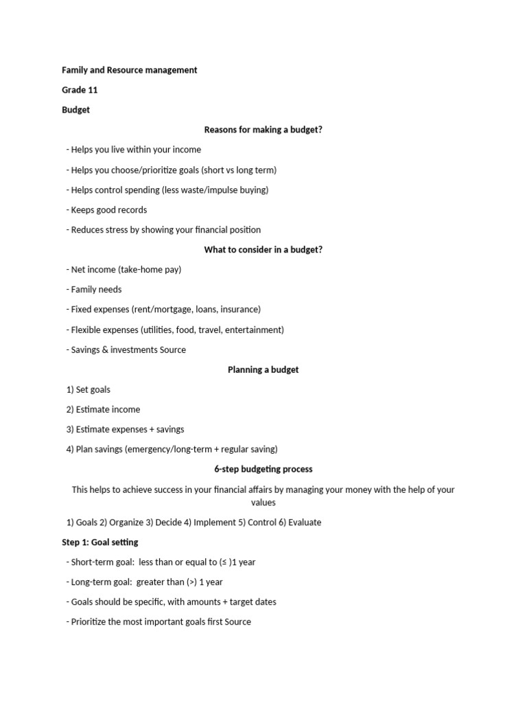 FRM Budgeting GRADE 11 | PDF