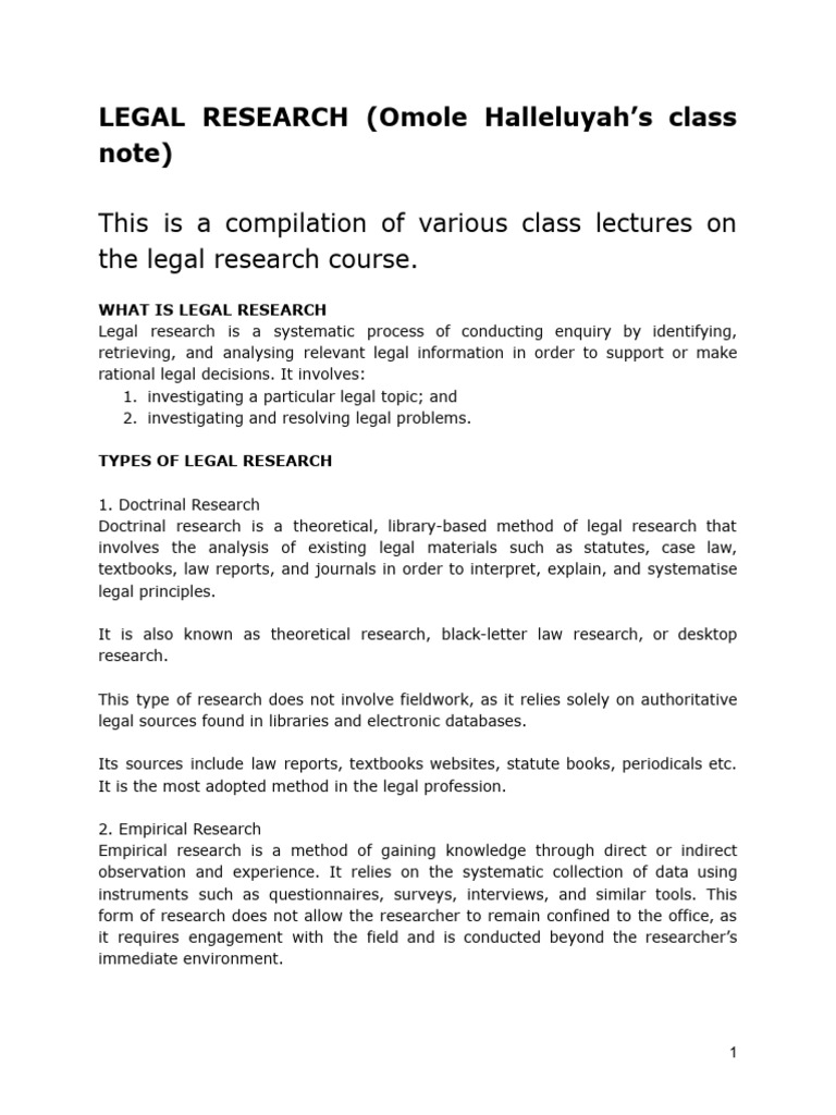 Legal Research Note | PDF