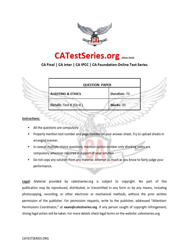 CA Final - CA Inter - CA IPCC - CA Foundation Online Test Series | PDF