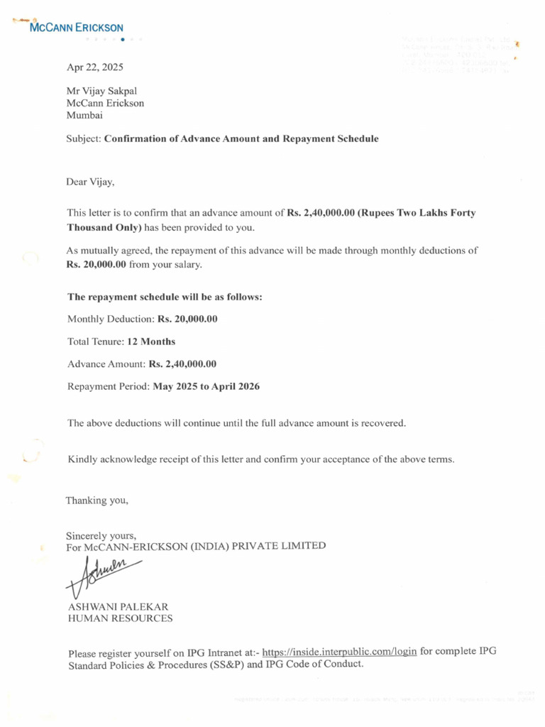 Advance Letter 1 | PDF