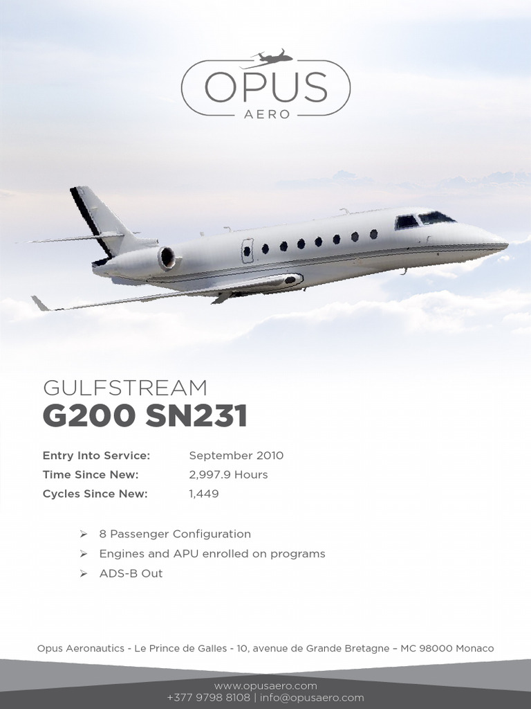Gulfstream G200 SN231 - V2 | PDF