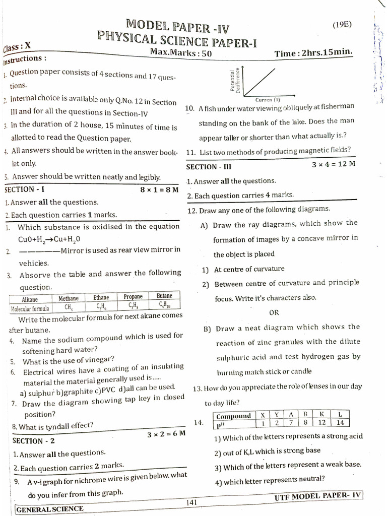 UTF Physics Model Paper 4 | PDF