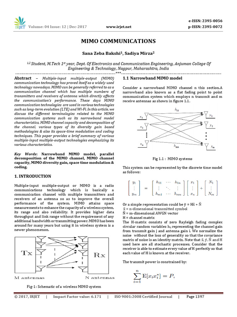 Irjet V4i12254 | PDF | Mimo | Matrix (Mathematics)