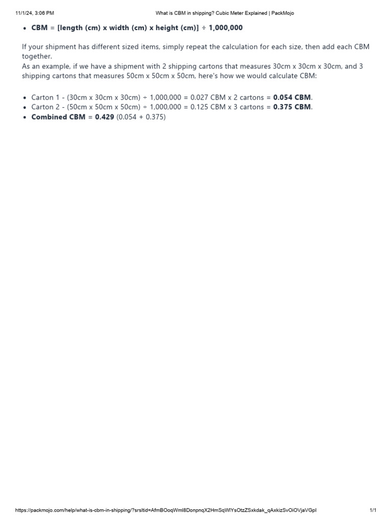 What Is CBM in Shipping - Cubic Meter Explained | PDF