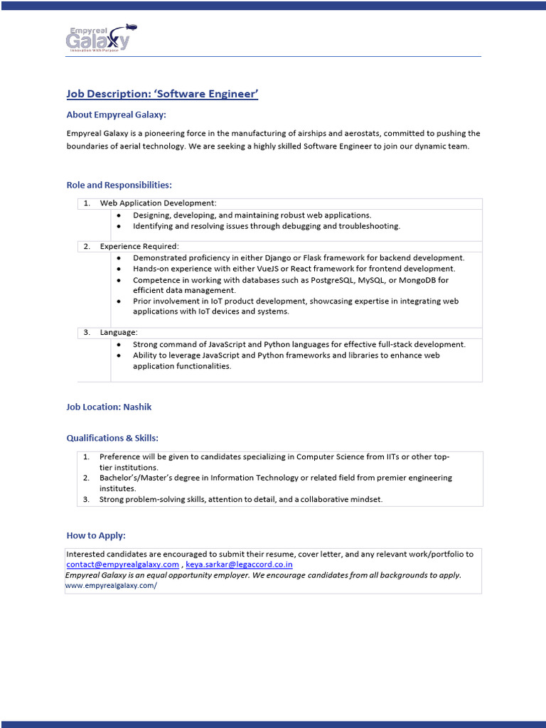 Job Description - Software Engineer | PDF