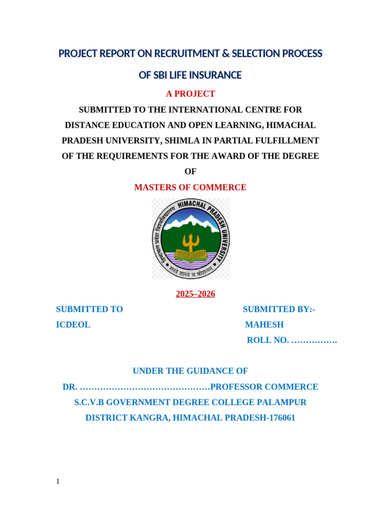 Project Report On Sbi Selection and Recruitment | PDF | Recruitment ...