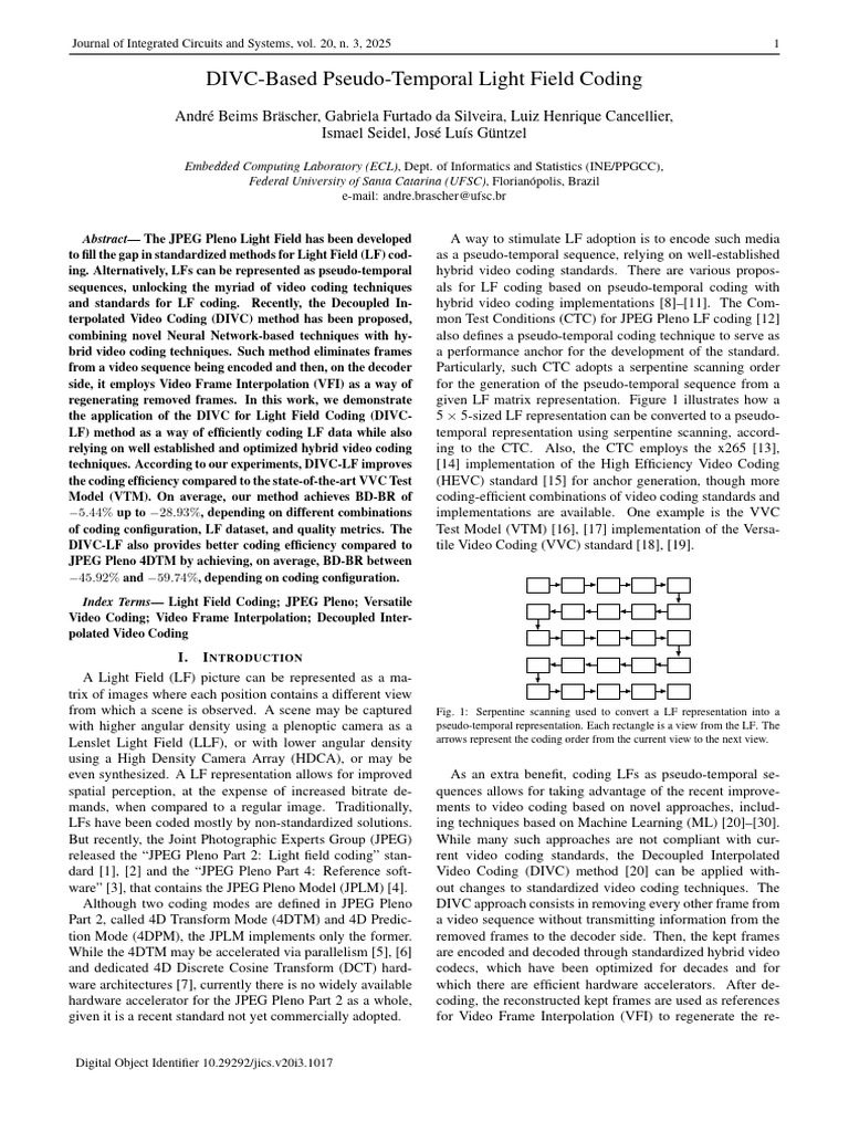 DIVC-Based Pseudo-Temporal Light Field Coding | PDF