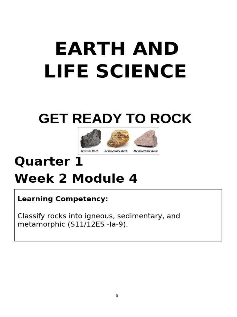 Mod4 E&L Classification of Rocks | PDF | Rock (Geology) | Clastic Rock