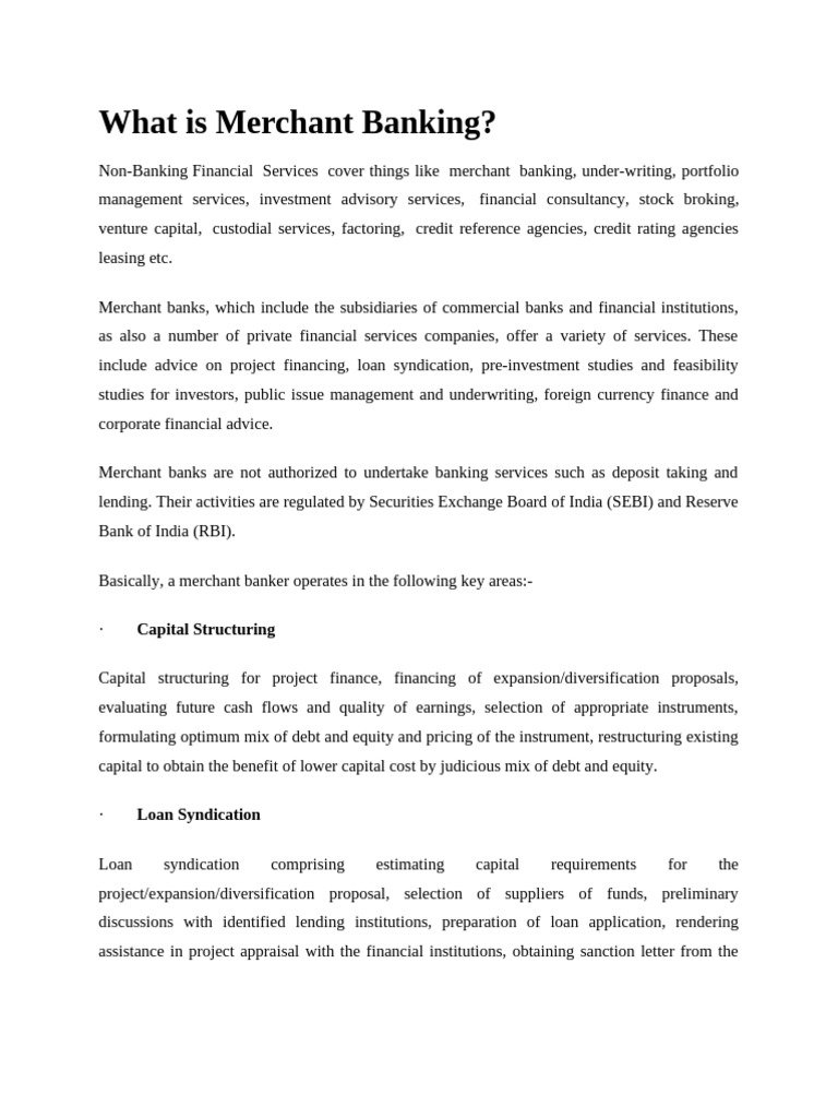Session 1-Concept of Merchant Banking | PDF