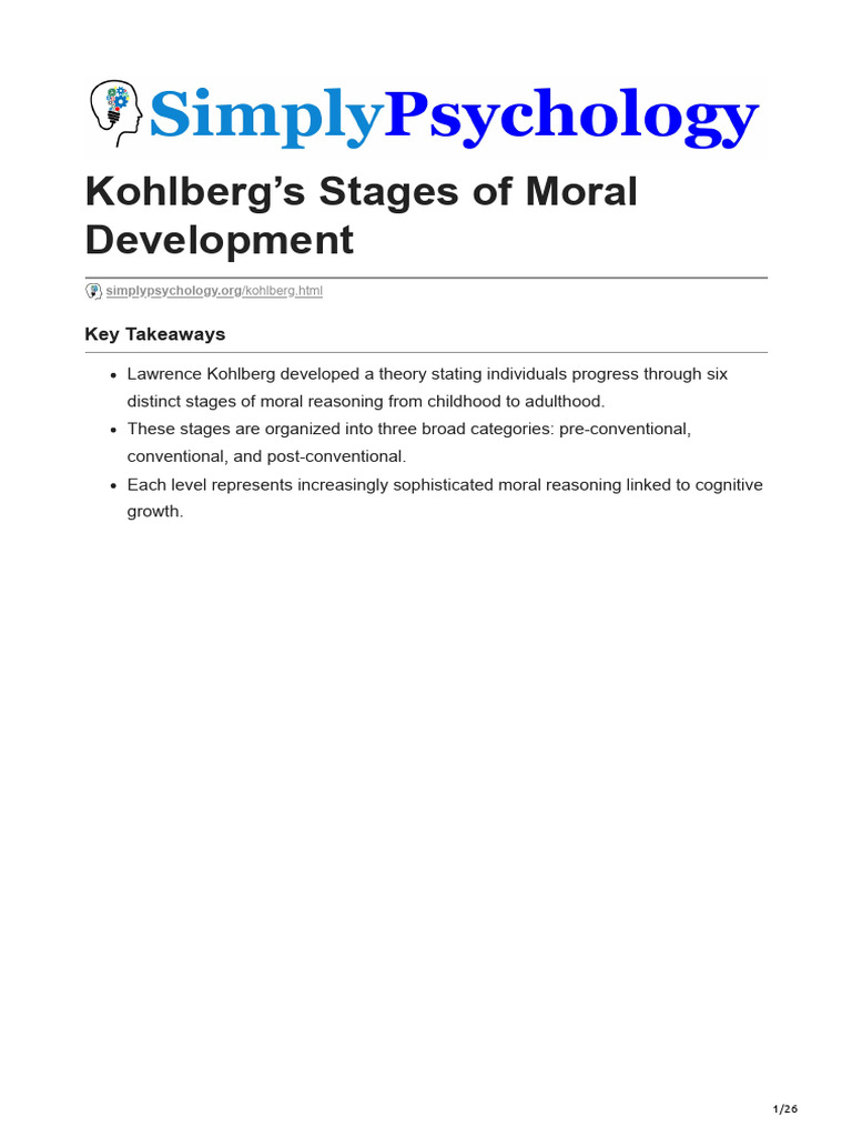 Kohlbergs Stages of Moral Development | PDF