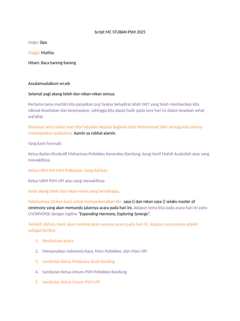 Script MC Stuban PSM 2025 | PDF