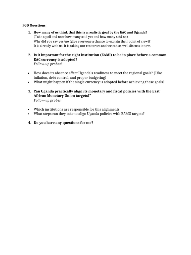 FGD Questions | PDF