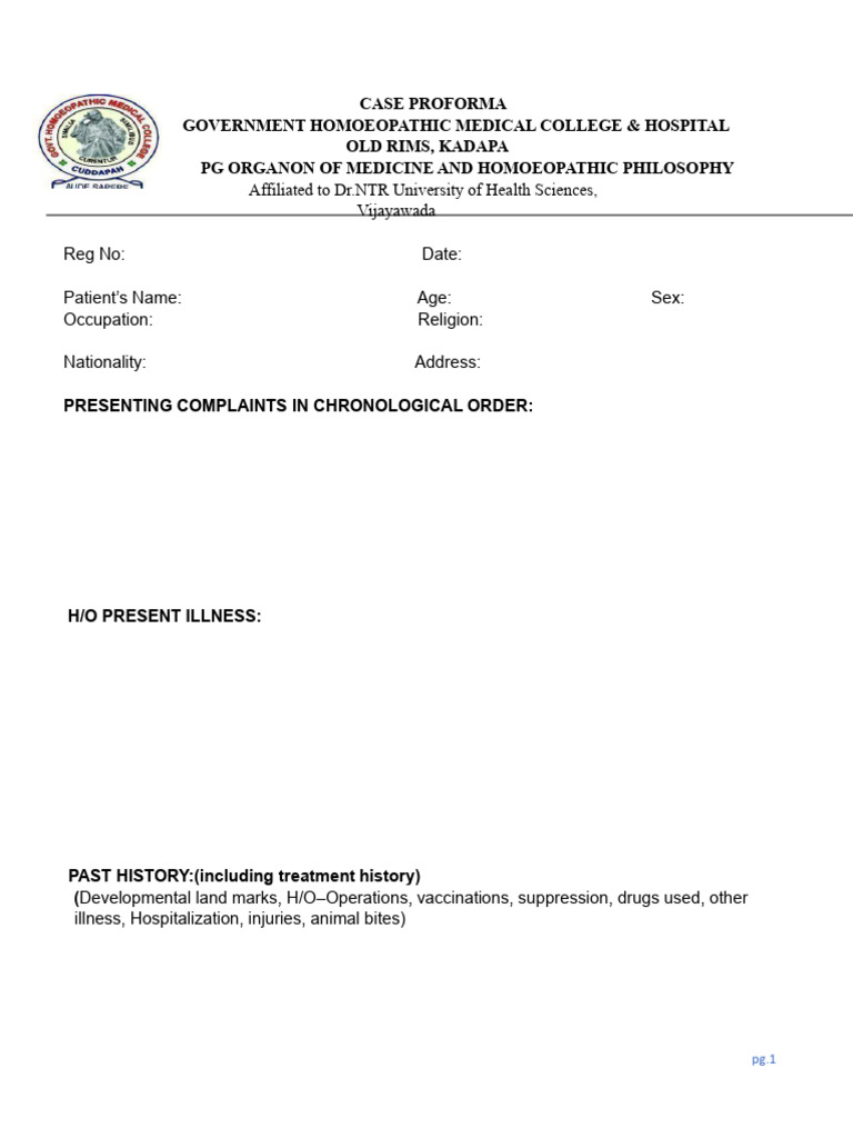 Case Proforma | PDF