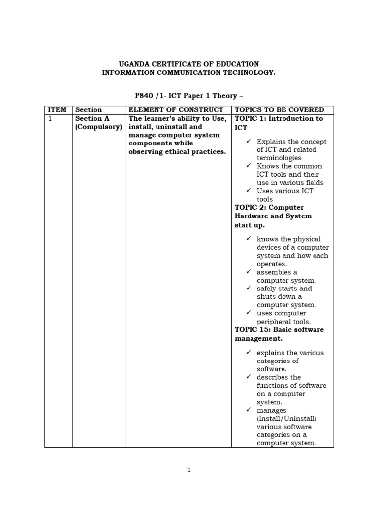 O Level Ict - Elements of Construct | PDF | Databases | Educational ...