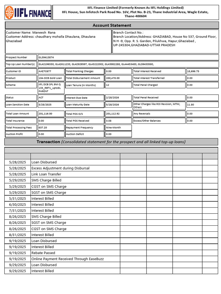 Iifl Account Statement214 | PDF