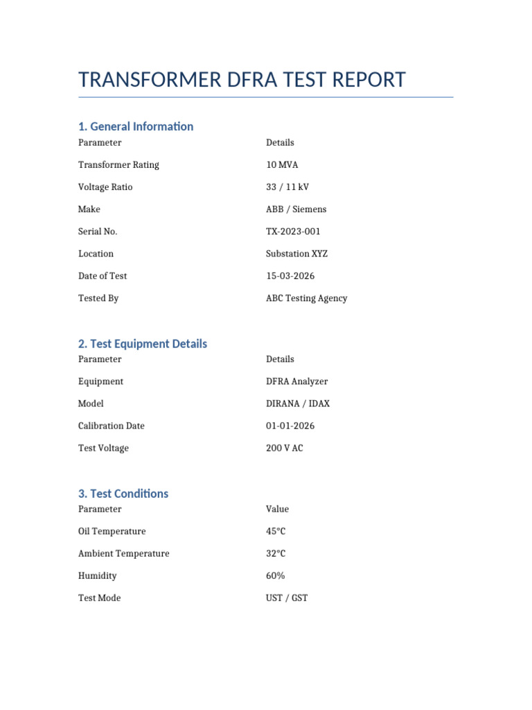 DFRA Test Report Sample-1 | PDF