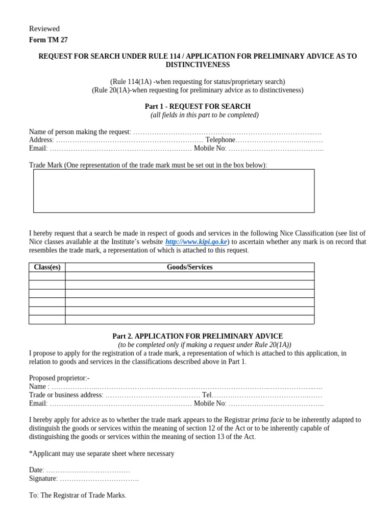 Form TM 27 | PDF