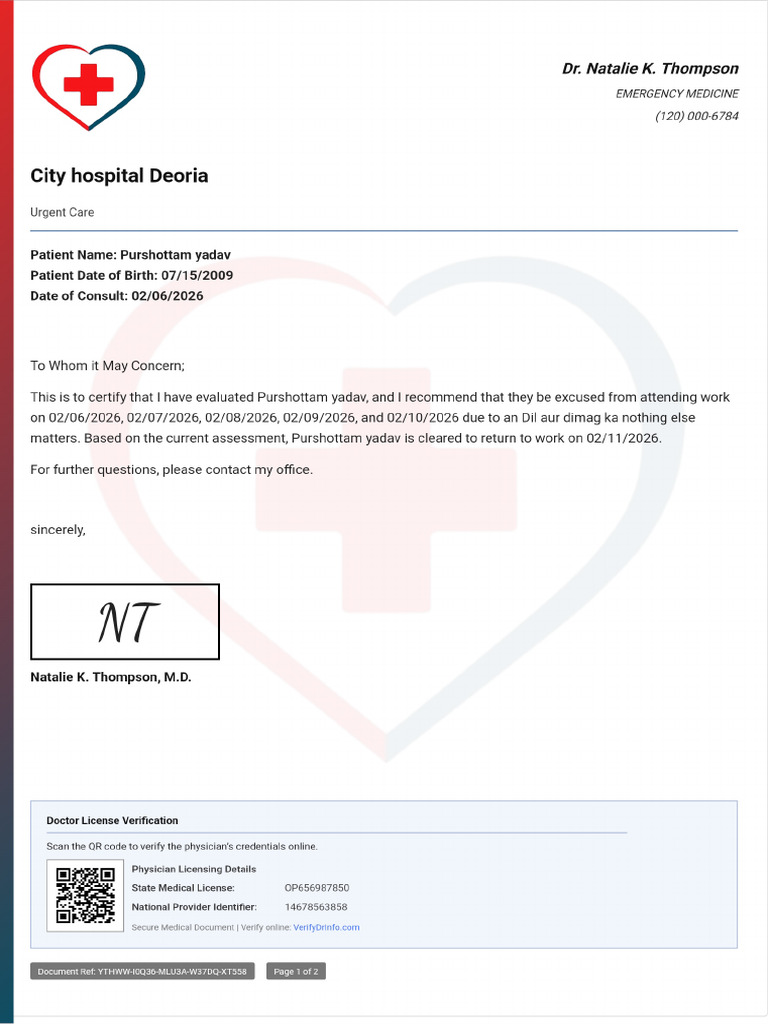 Doctor Note With Signature | PDF