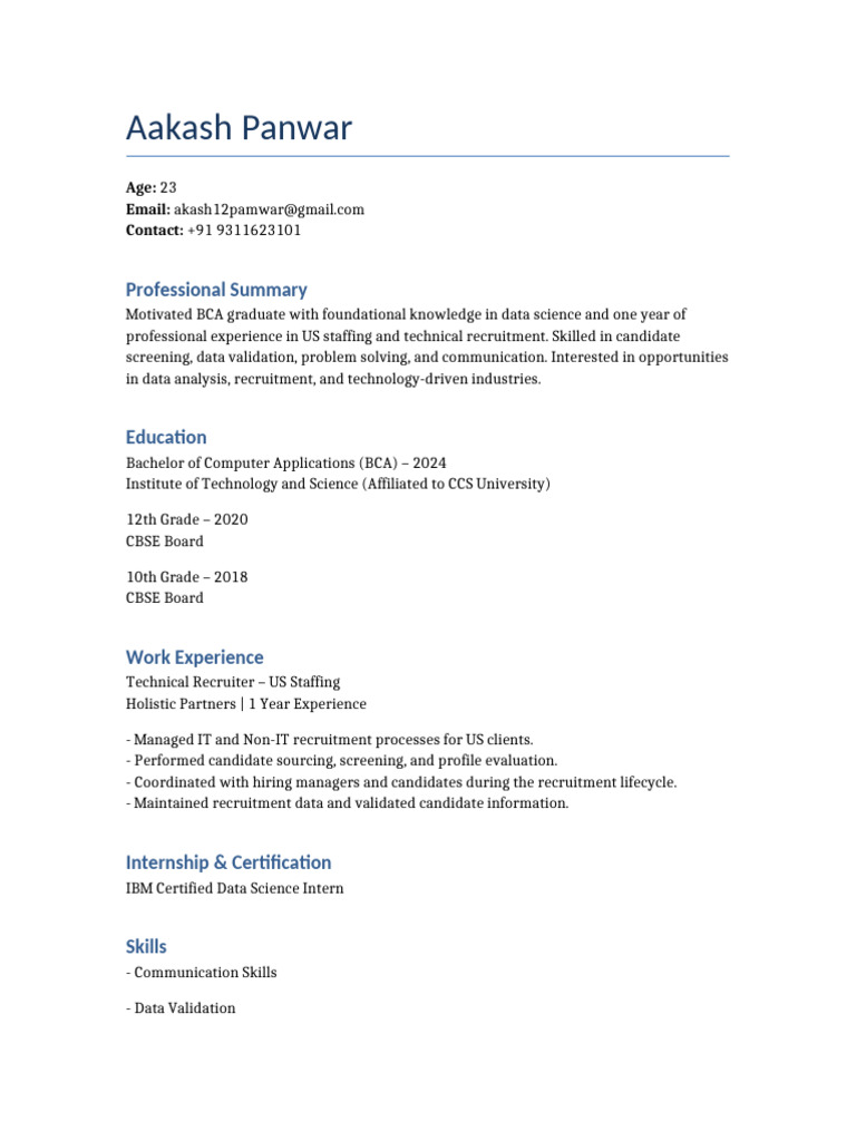 Aakash Panwar ATS Resume | PDF
