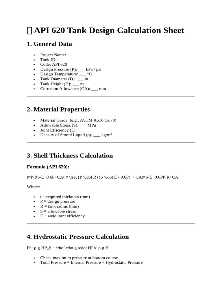 Tank Design GHJ Sheet | PDF