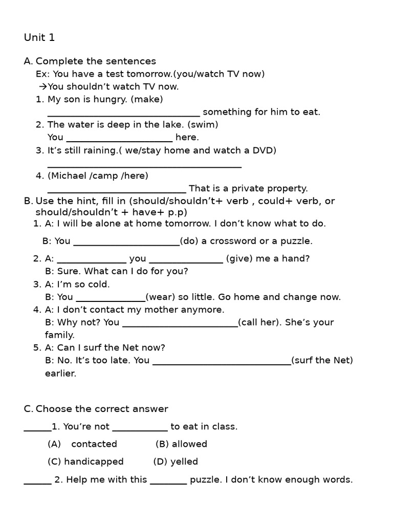Unit 1 Grammar For Grade 11 | PDF