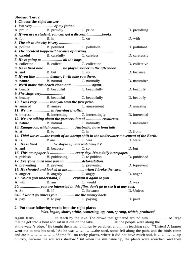 Student Test 2 | PDF