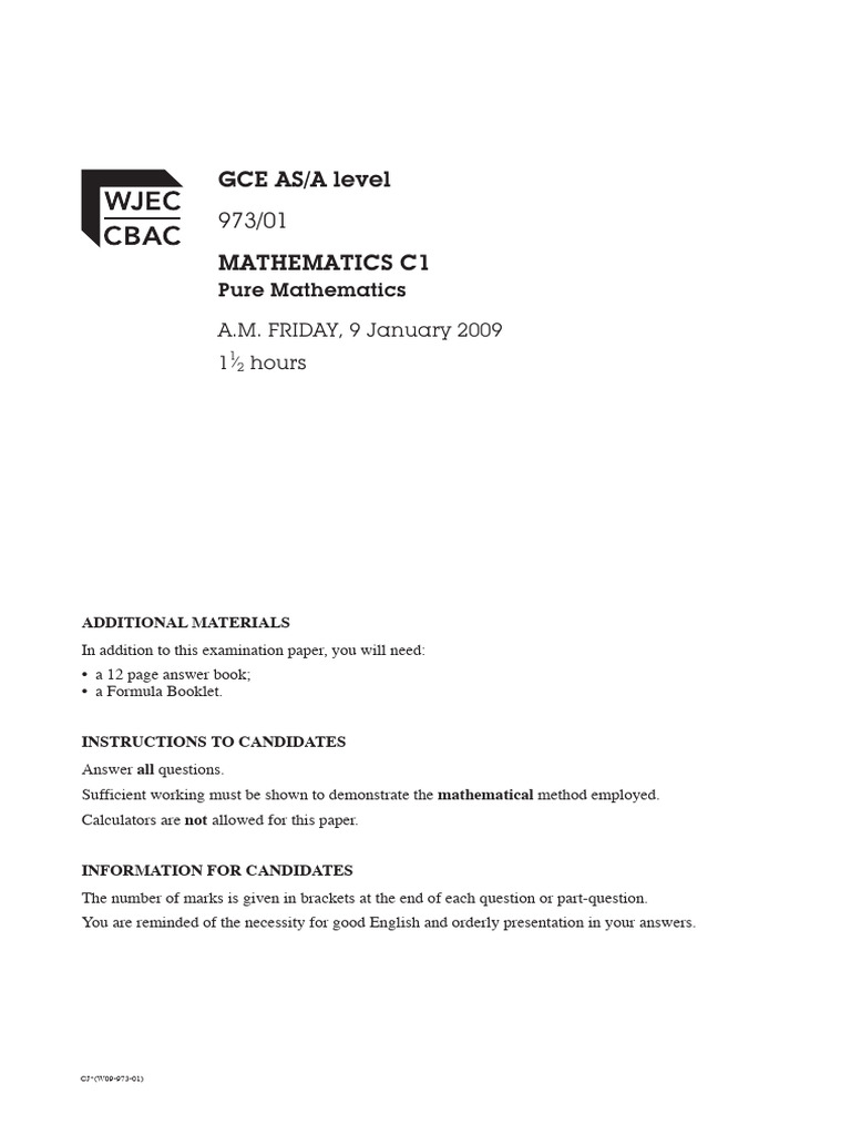 GCE AS/A Level: Pure Mathematics | PDF