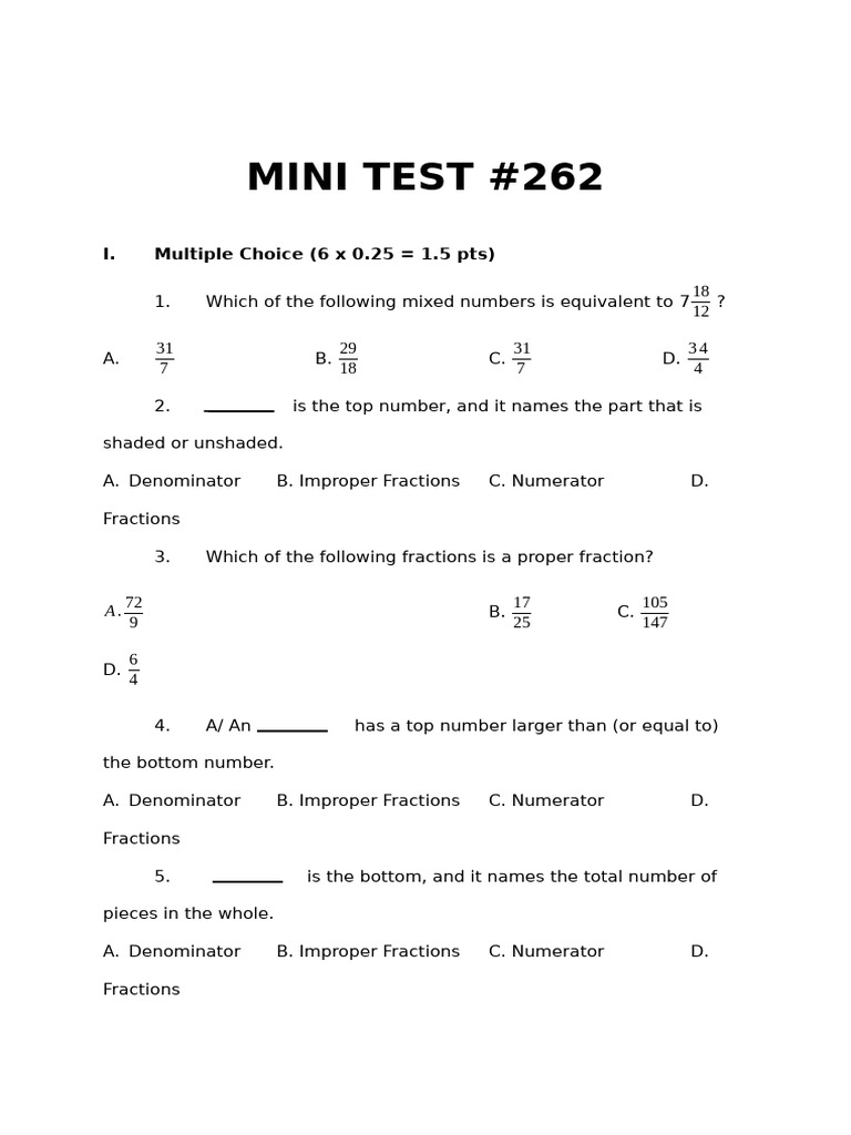 Mini Test | PDF