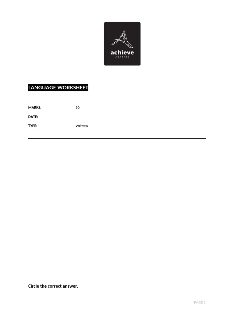 Apr Grade 10-11 Language Worksheet | PDF