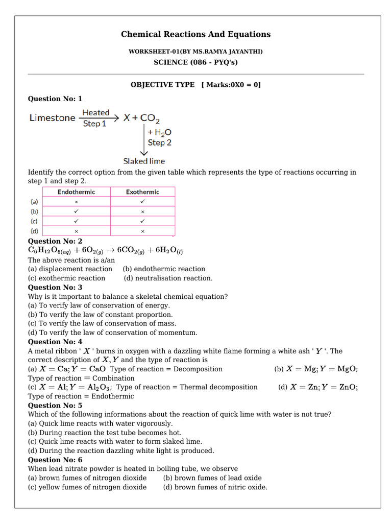 CH 1 Worksheet 1 | PDF