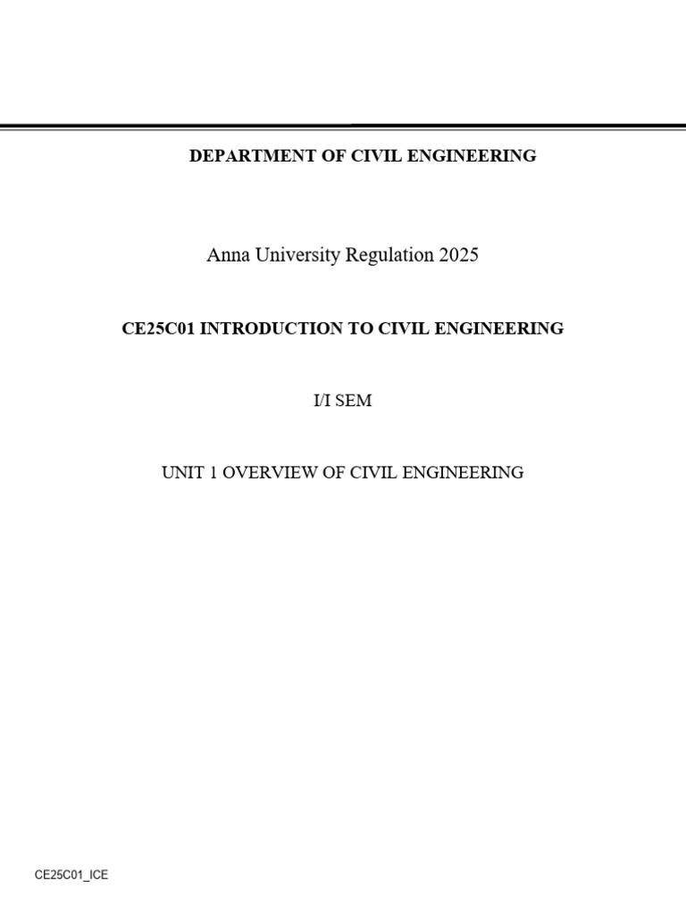 I Ce Ce25c01 Ice Unit I Notes | PDF | Civil Engineering | Infrastructure