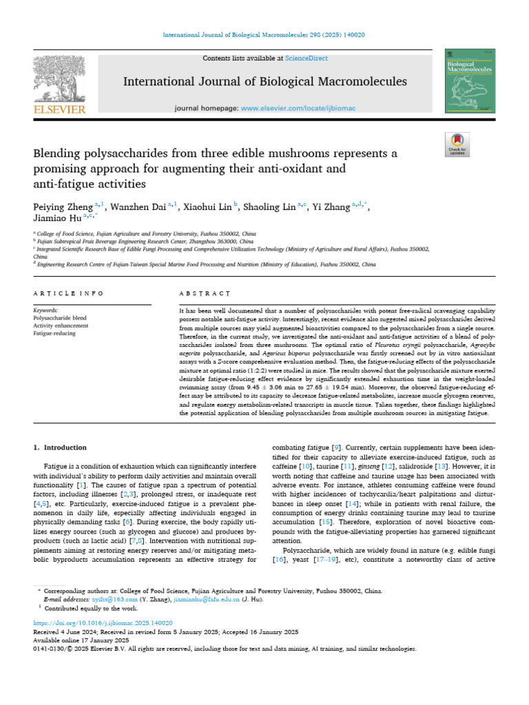 Blending Polysaccharides From Three Edible Mushrooms Represents A ...