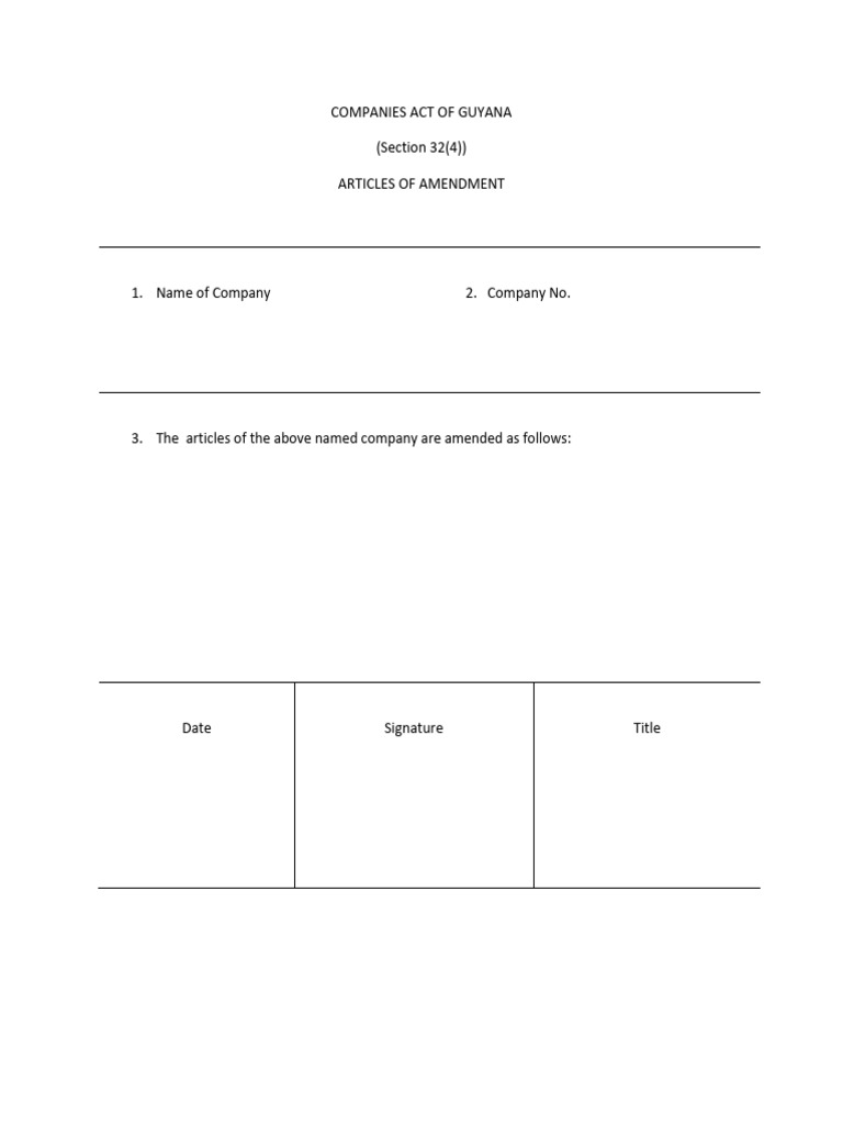 Articles of Amendment Form | PDF