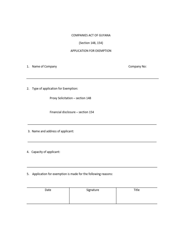 Application For Exemption | PDF