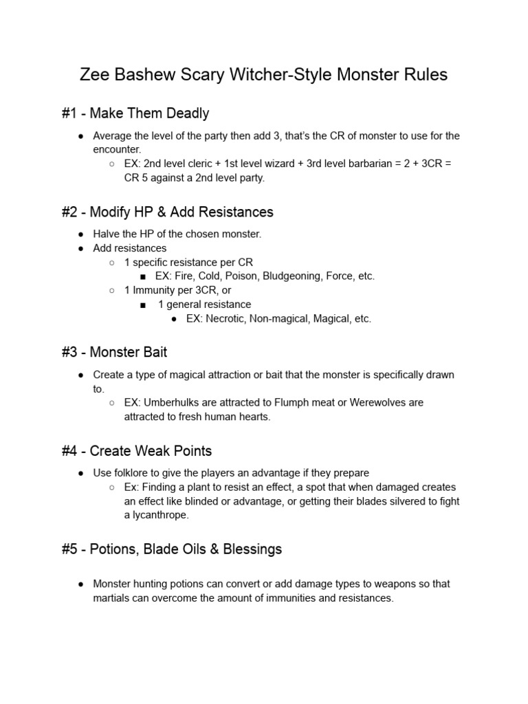 Scary Witcher-Style Monster Rules | PDF