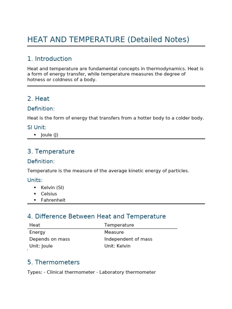 Heat and Temperature | PDF
