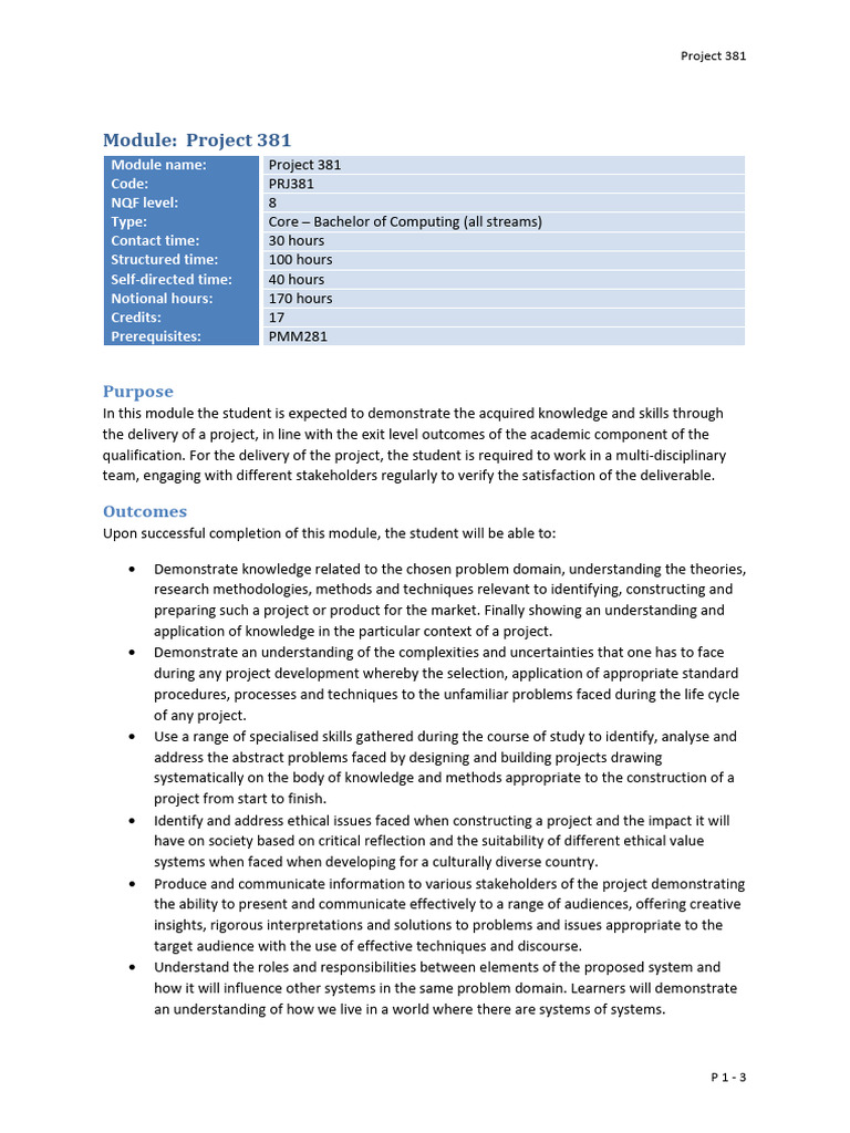 Project 381 PRJ381 | PDF